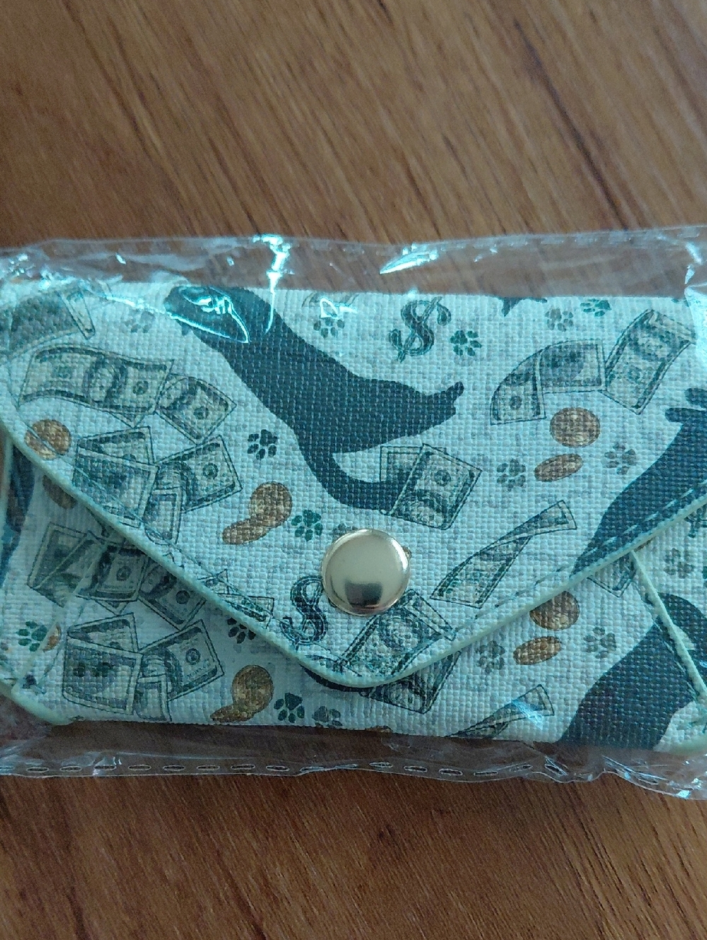 Snap Wallet with Money & Paw Print Design